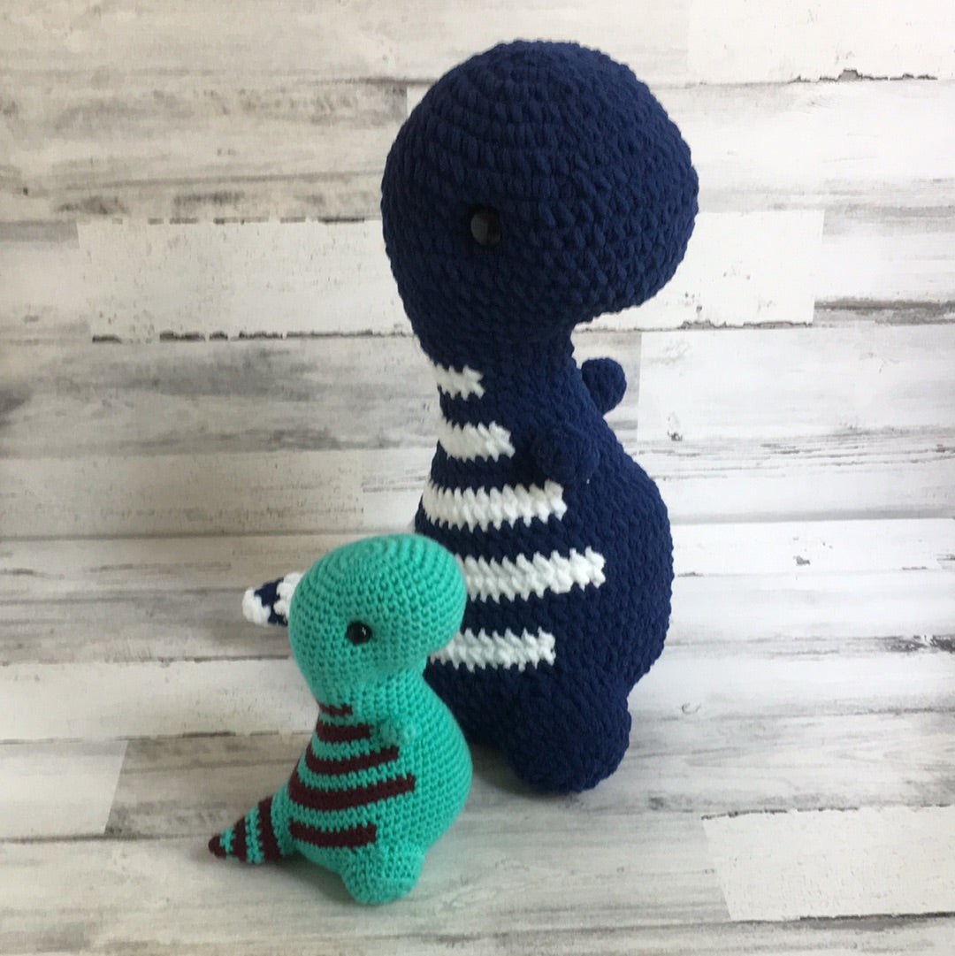 Blue with White Stripes - MEGA PLUSH Chubby Dinosaur