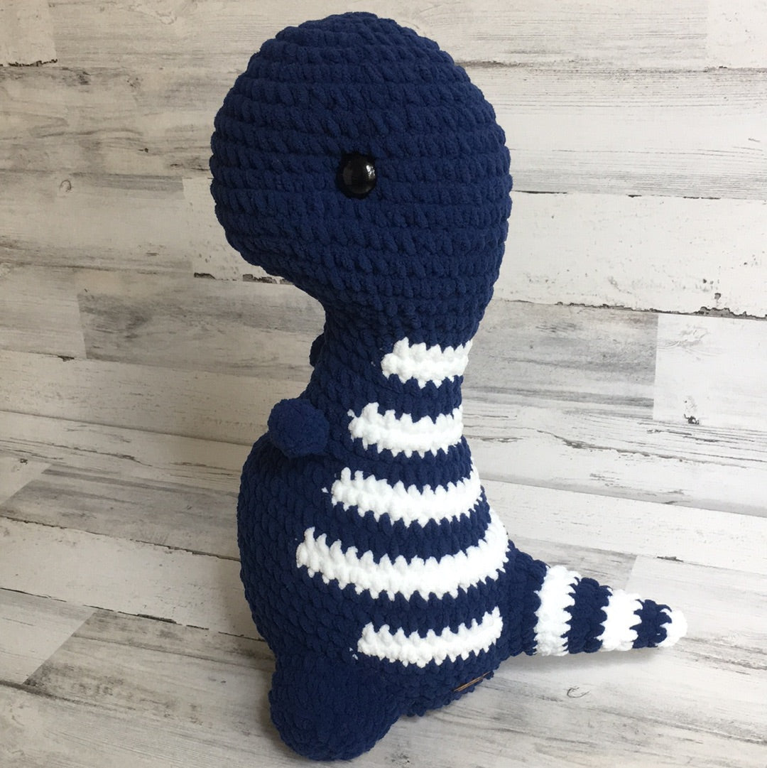 Blue with White Stripes - MEGA PLUSH Chubby Dinosaur