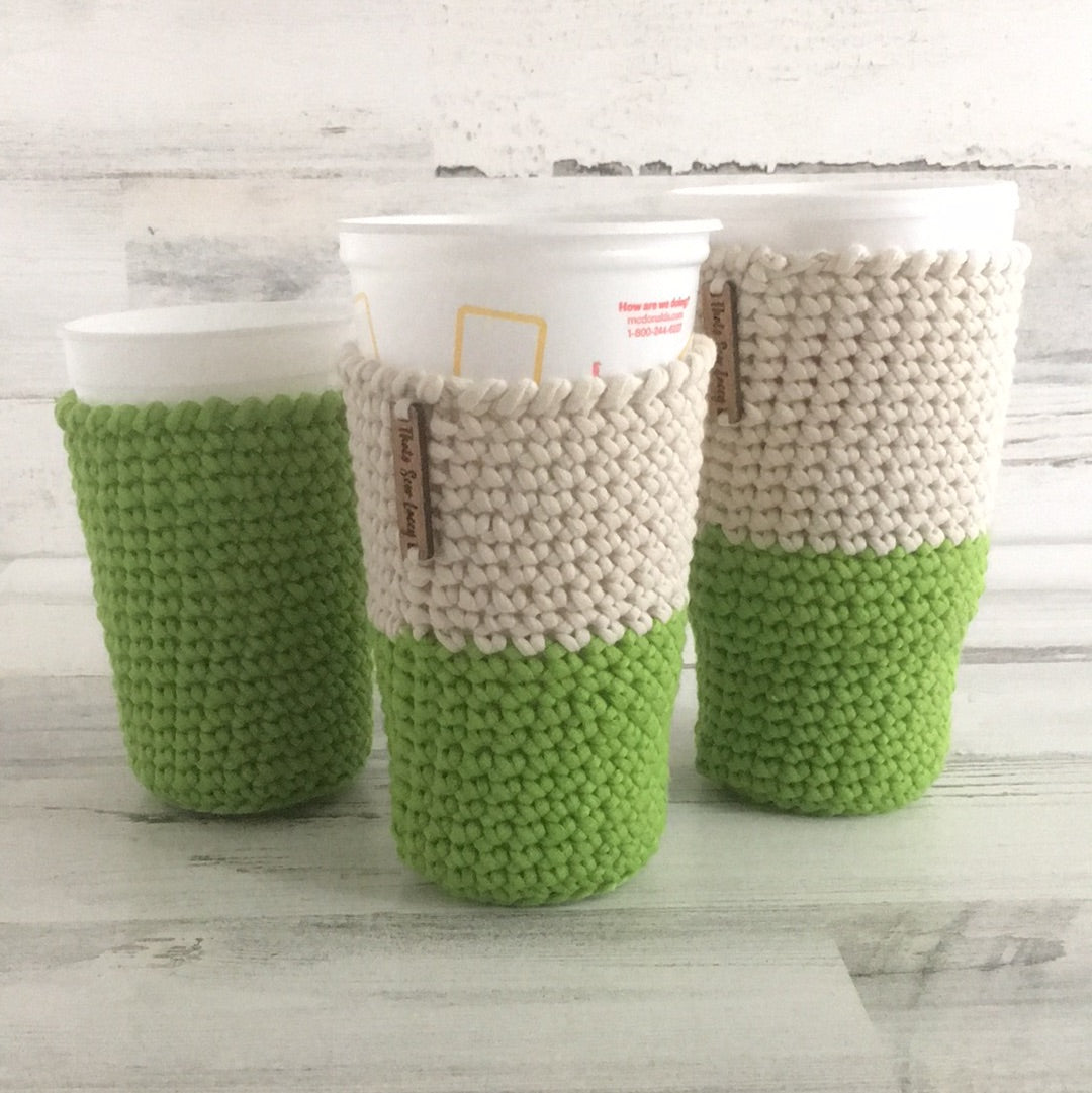 Cream & Green - Hot and Cold Cup Cozy
