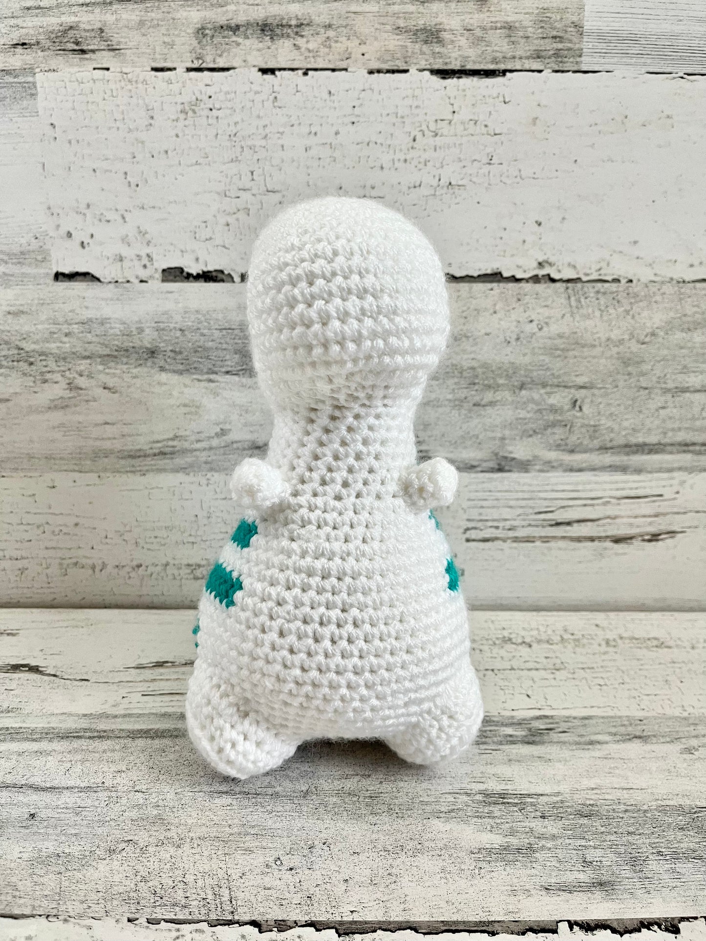 White with Teal Stripes - Chubby Dinosaur