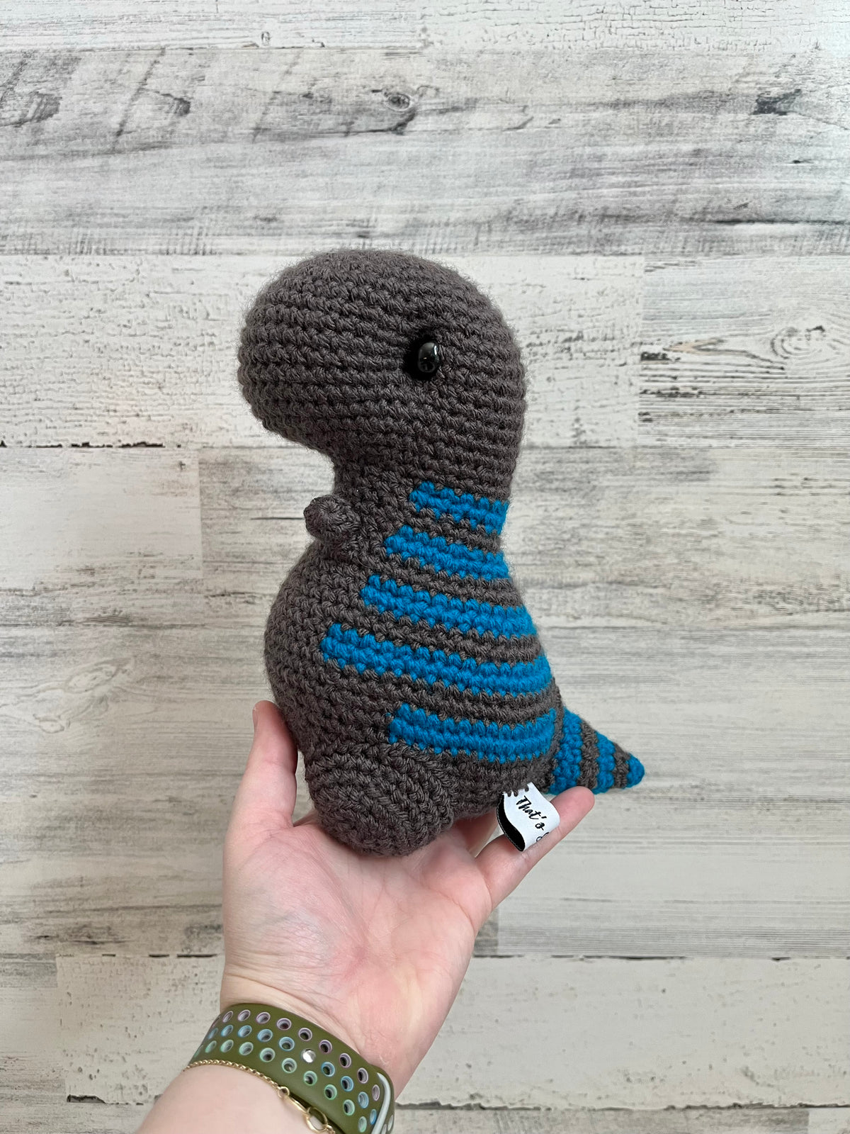 Graphite Gray with Sapphire Blue Stripes - Chubby Dinosaur