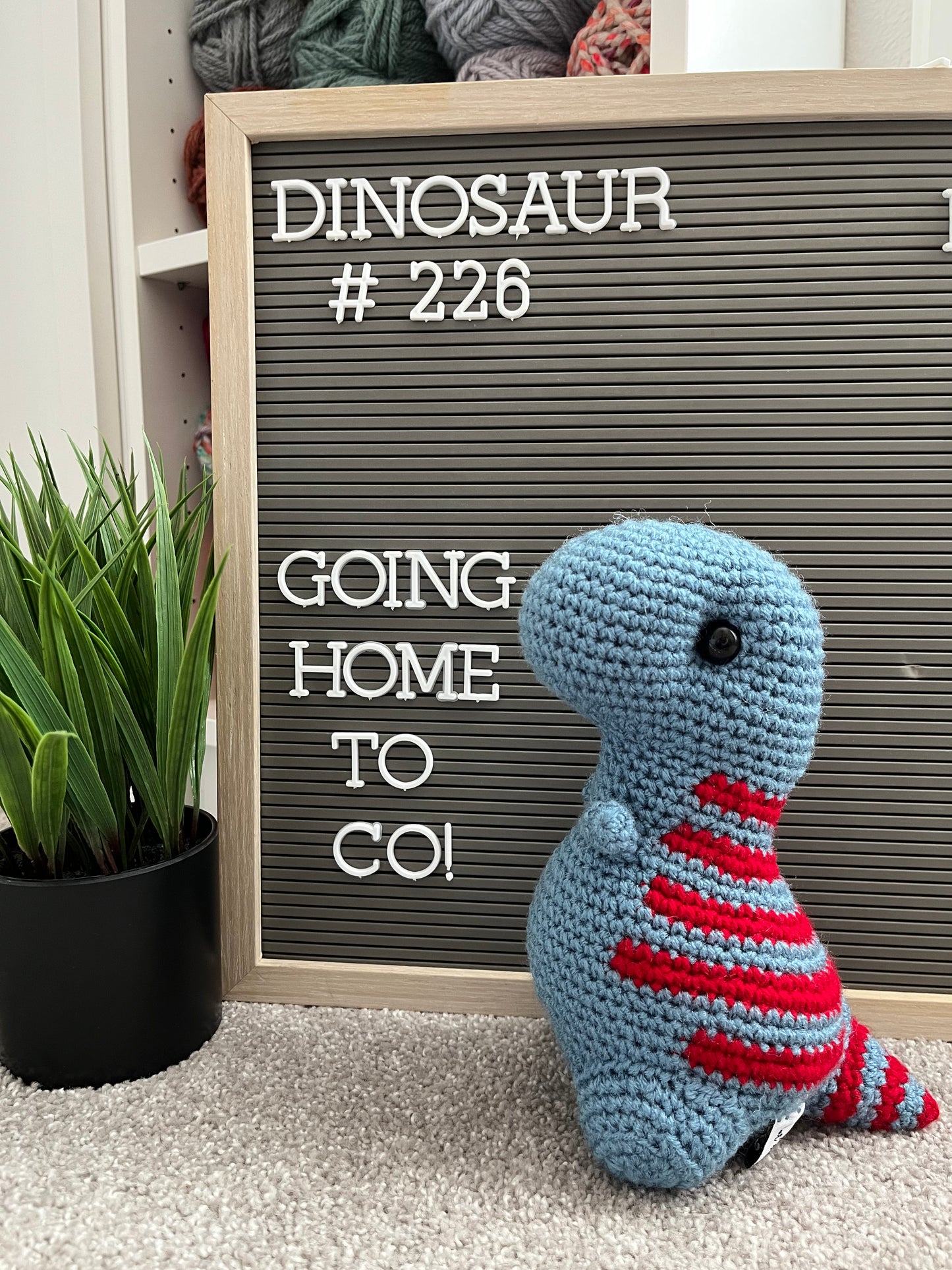 Dusty Blue & Red - Chubby Dinosaur