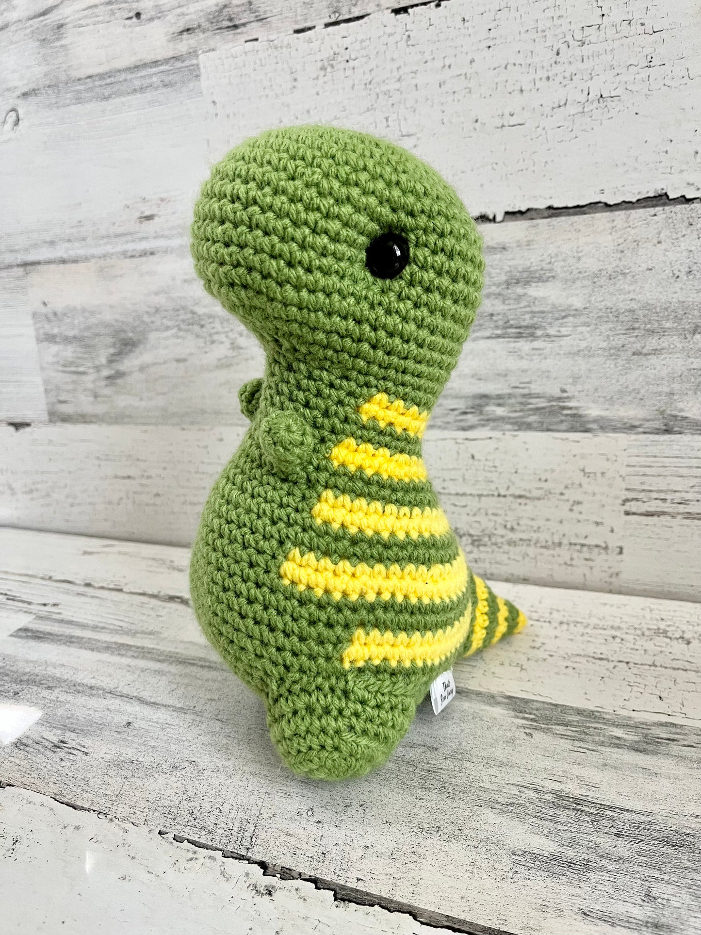Light Green with Yellow Stripes - Chubby Dinosaur