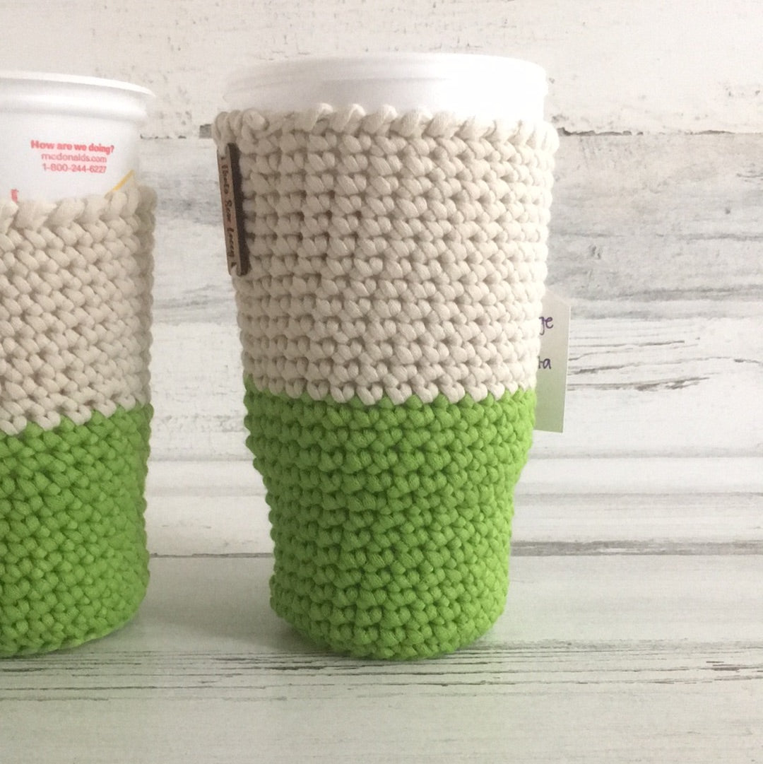 Cream & Green - Hot and Cold Cup Cozy