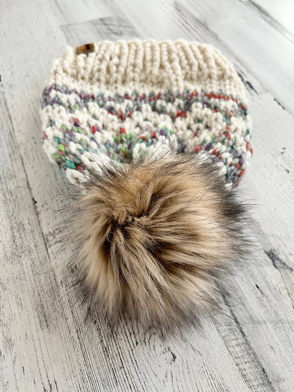 Stained Glass Diamonds with Faux Fur Pom