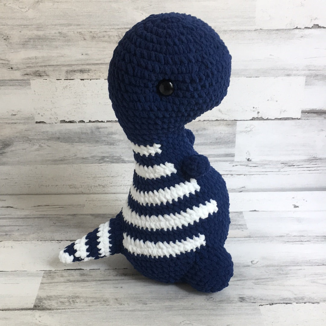 Blue with White Stripes - MEGA PLUSH Chubby Dinosaur