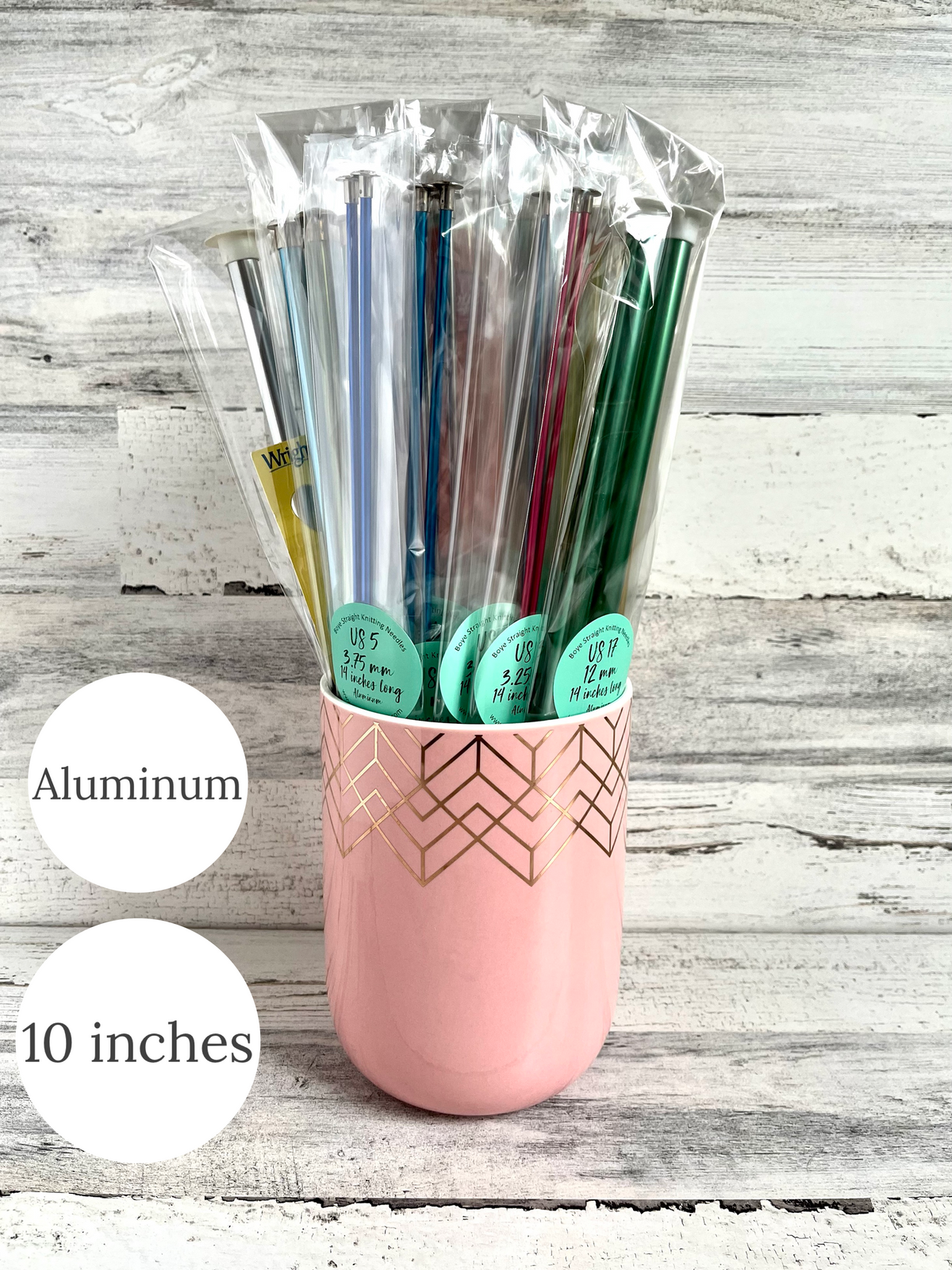 ALL Aluminum 10 inch Straight Knitting Needles