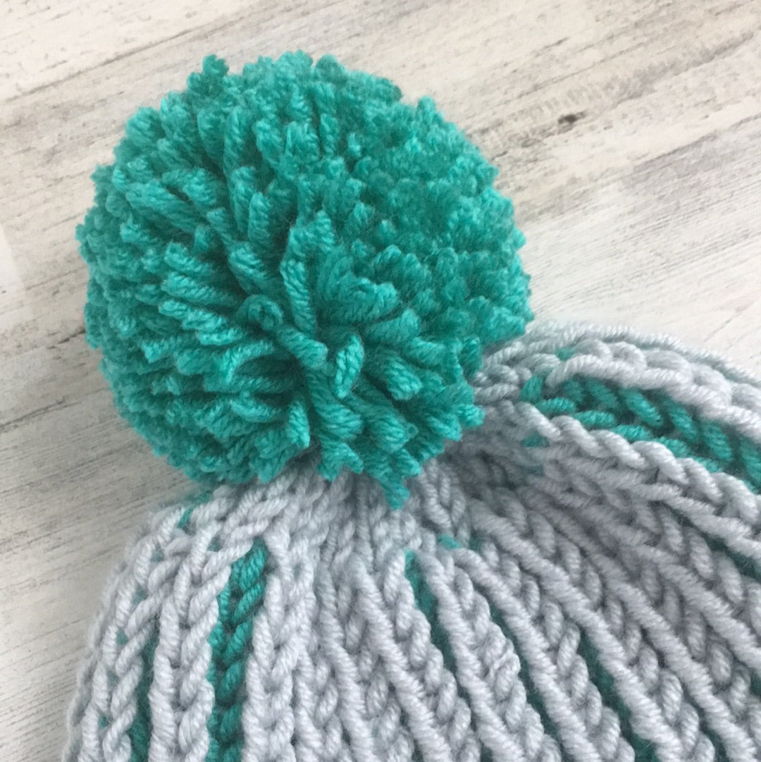Gray & Teal - Beeline Beanie