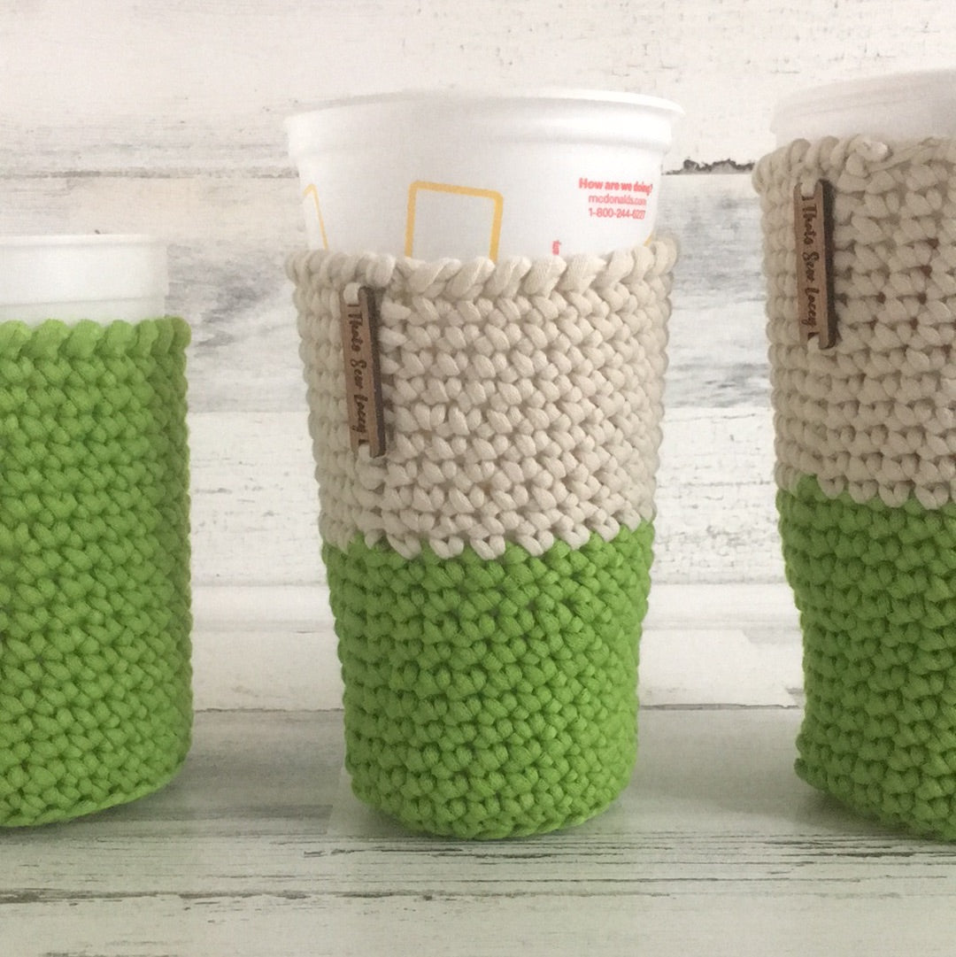 Cream & Green - Hot and Cold Cup Cozy