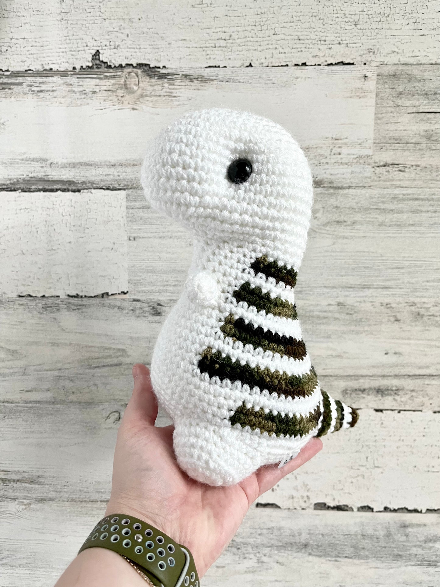 White with Camouflage Stripes - Chubby Dinosaur