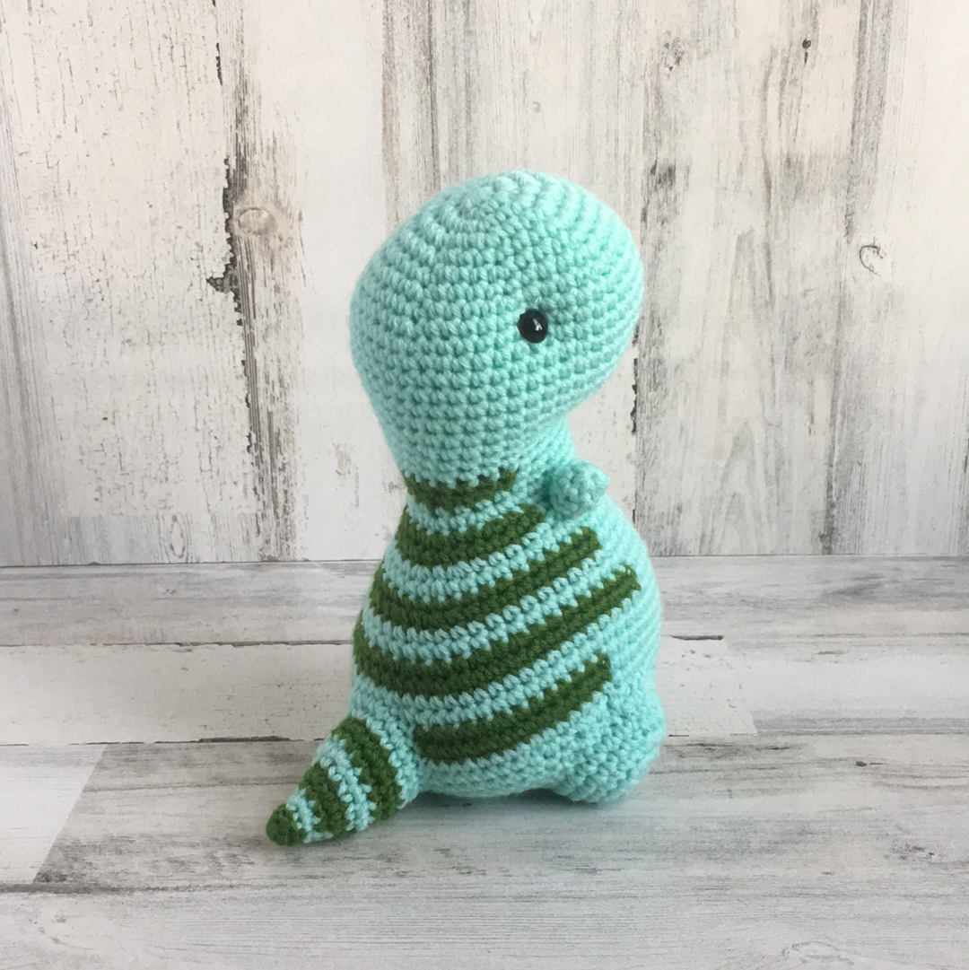 Aqua Blue with Forest Green Stripes - Chubby Dinosaur