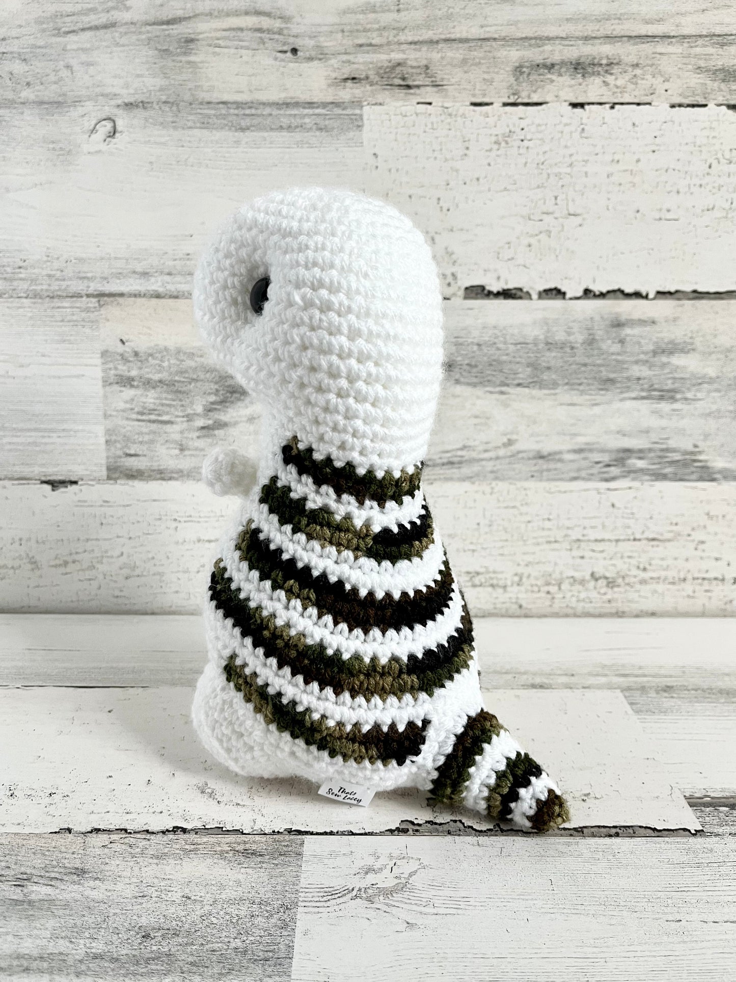 White with Camouflage Stripes - Chubby Dinosaur