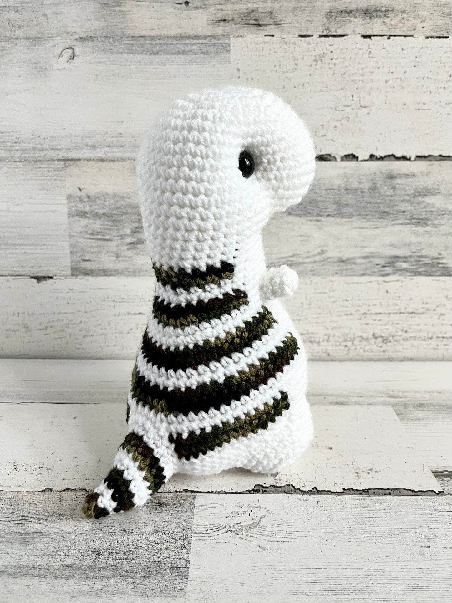 White with Camouflage Stripes - Chubby Dinosaur