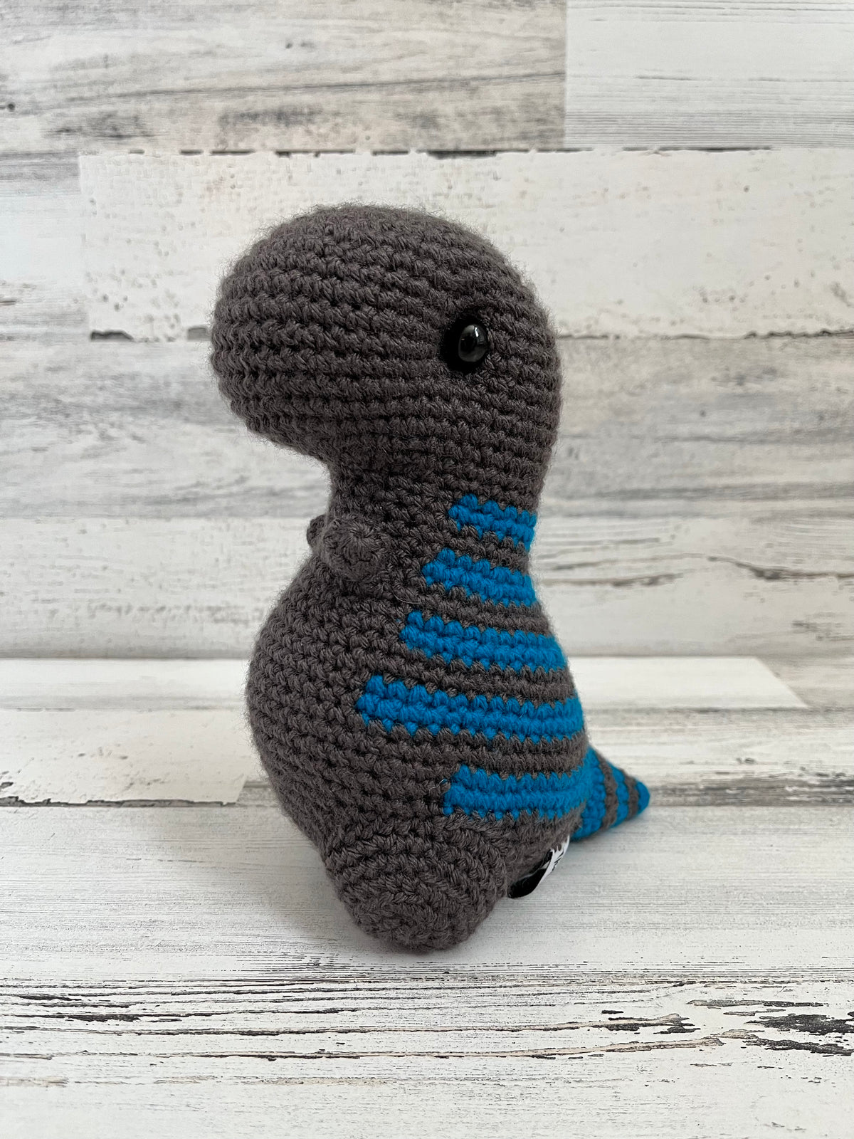 Graphite Gray with Sapphire Blue Stripes - Chubby Dinosaur