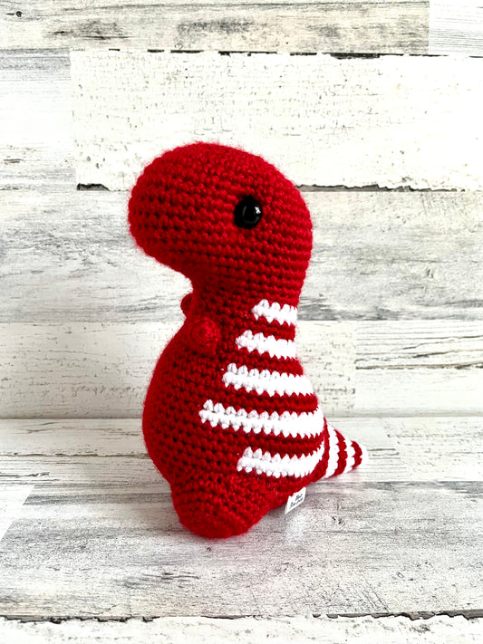 Varsity Red with White Stripes - Chubby Dinosaur