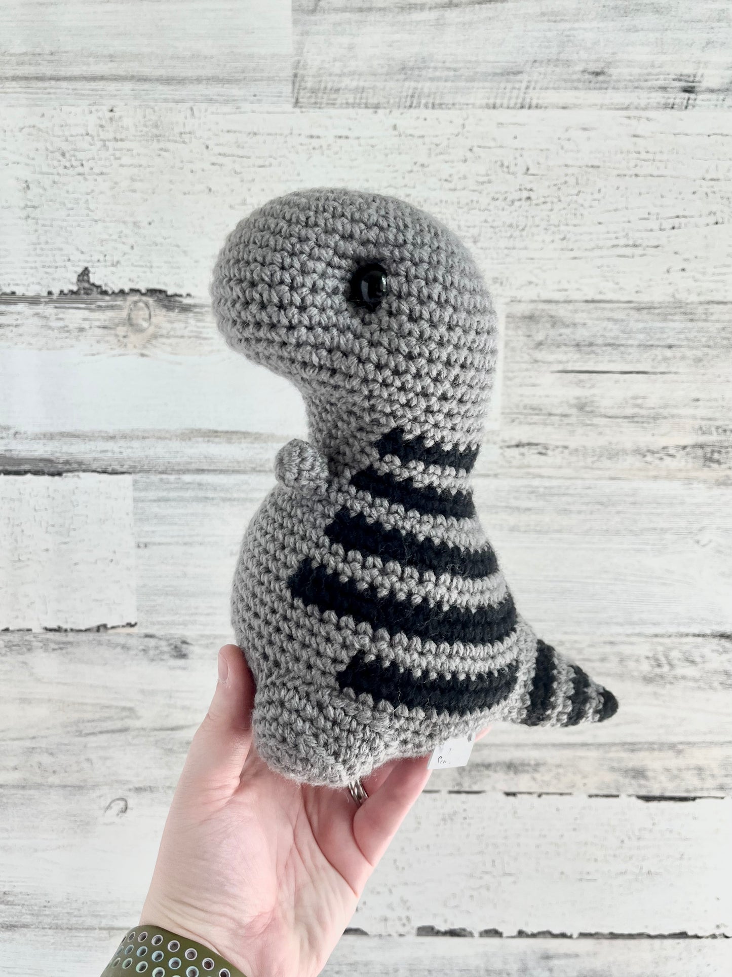 Medium Gray with Black Stripes - Chubby Dinosaur