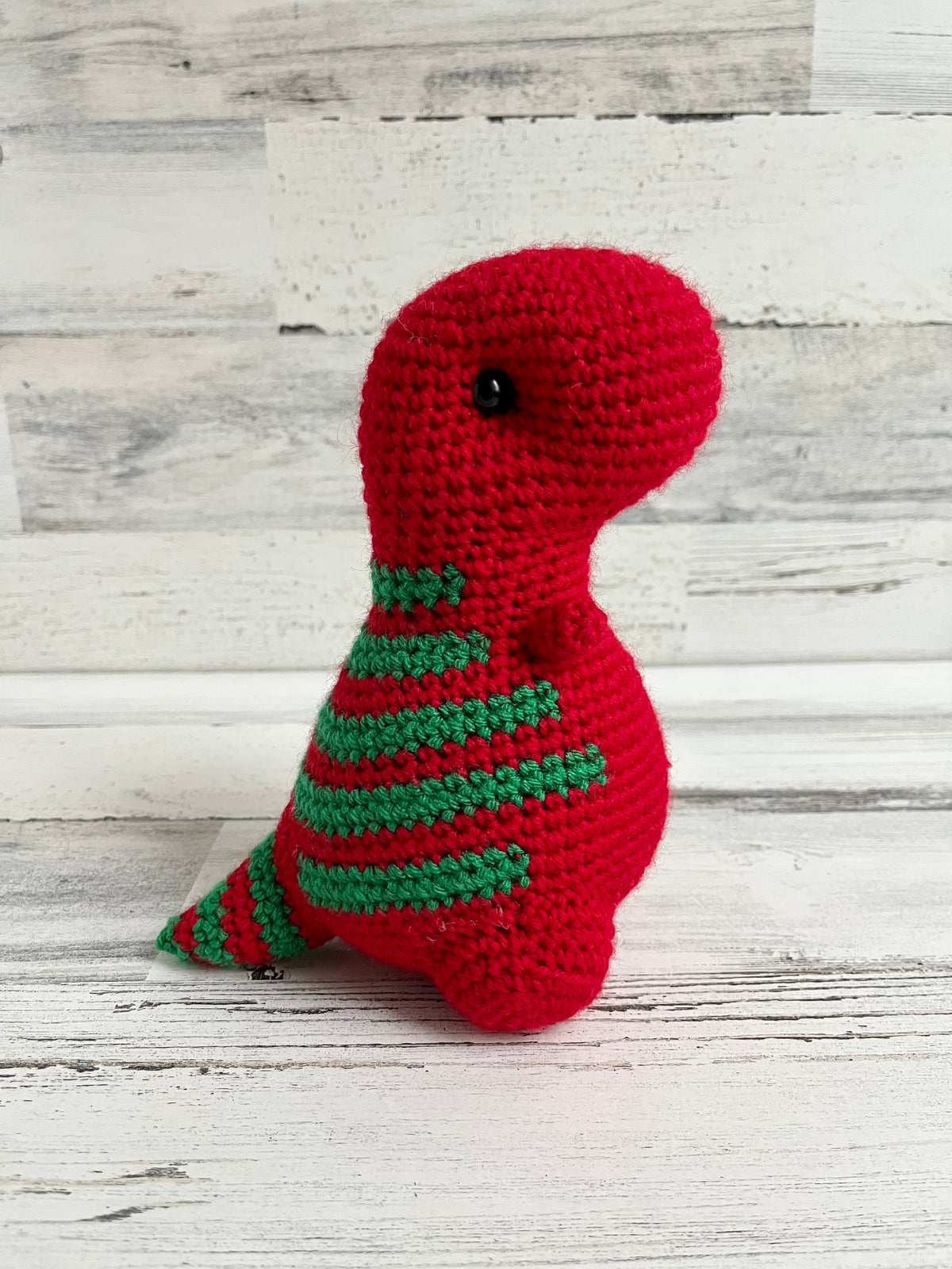 Red with Green Stripes - Chubby Dinosaur