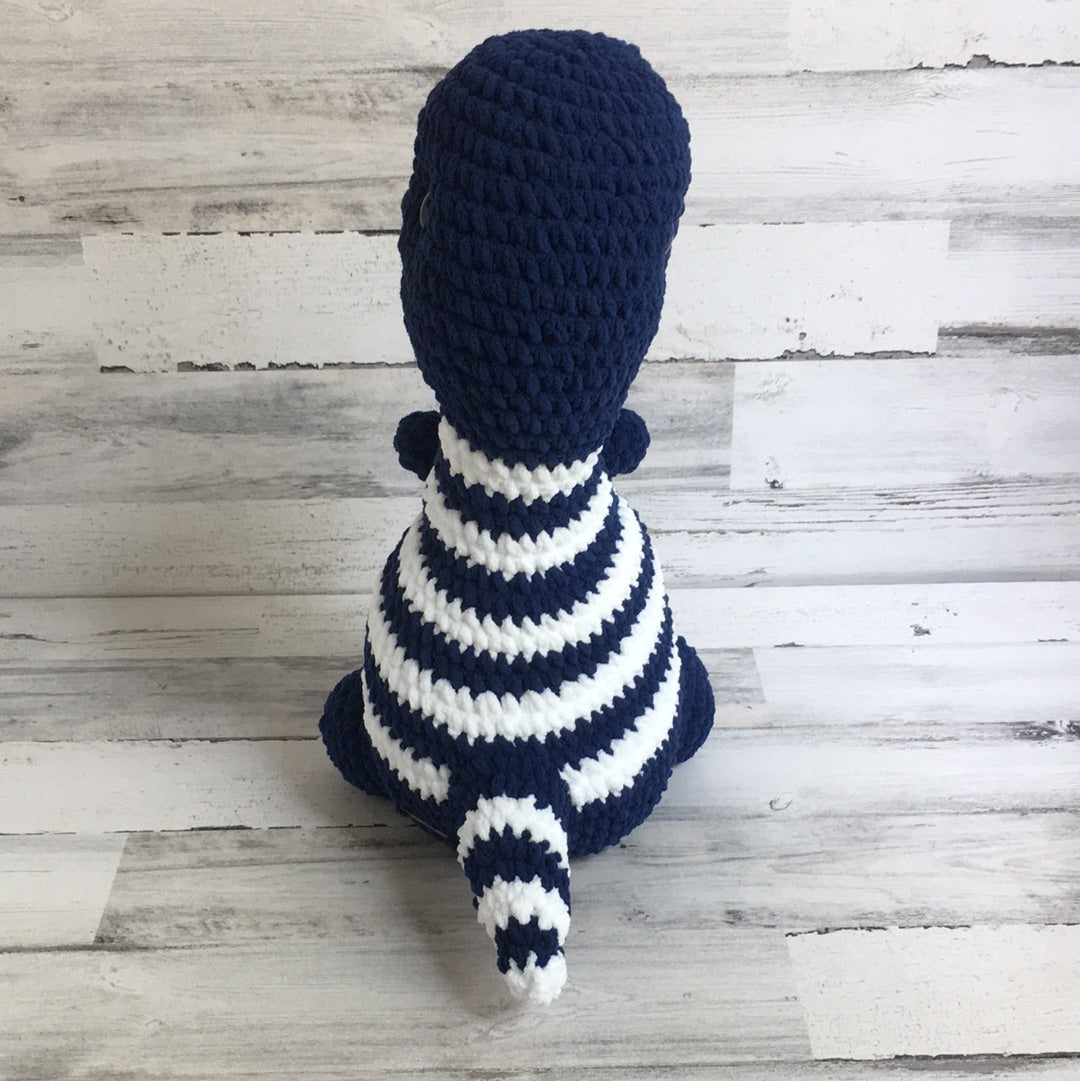 Blue with White Stripes - MEGA PLUSH Chubby Dinosaur