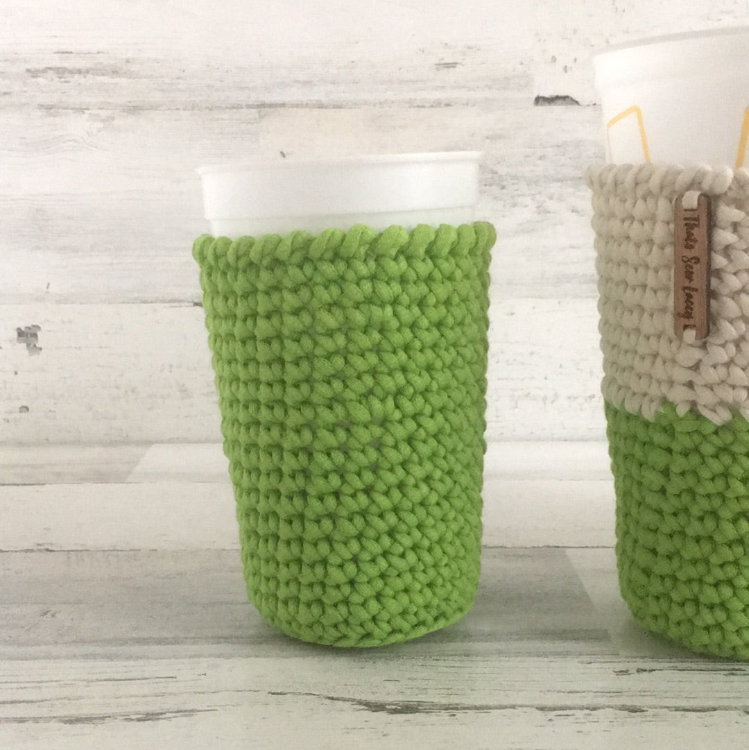 Cream & Green - Hot and Cold Cup Cozy