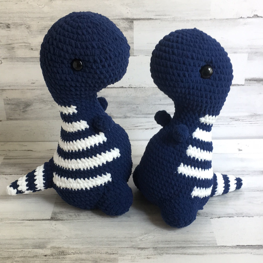 Blue with White Stripes - MEGA PLUSH Chubby Dinosaur
